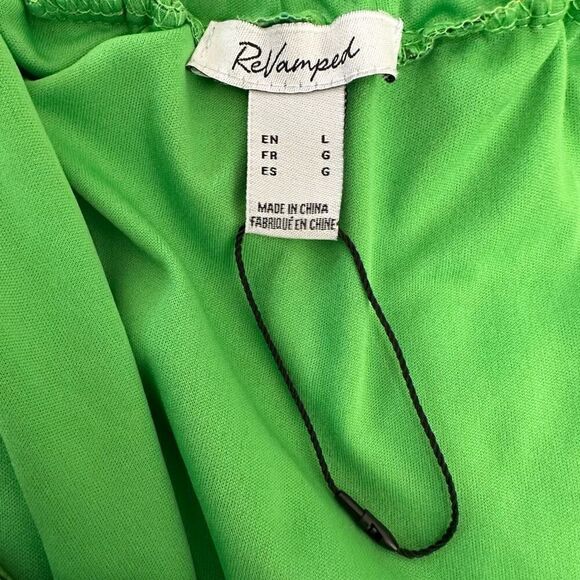 Revamped Tropical Leaf Print Maxi Dress Womens Large Coloful Chiffon Boho Glam - Picture 7 of 12